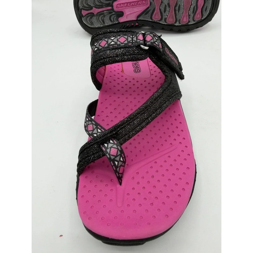 Skechers Reggae Girls Summer Sandals Black/Pink Sandals - Size 13